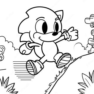 Pagina Para Colorear De Sonic El Erizo Acelerando Por La Zona De Green Hill 5383-4310