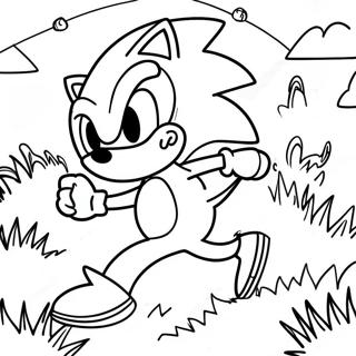 Pagina Para Colorear De Sonic El Erizo Acelerando Por La Zona De Green Hill 5383-4311