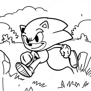 Pagina Para Colorear De Sonic El Erizo Acelerando Por La Zona De Green Hill 5383-4312