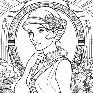 Pagina Para Colorear De Una Elegante Dama Art Nouveau 53939-45002