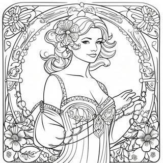 Pagina Para Colorear De Una Elegante Dama Art Nouveau 53939-45003