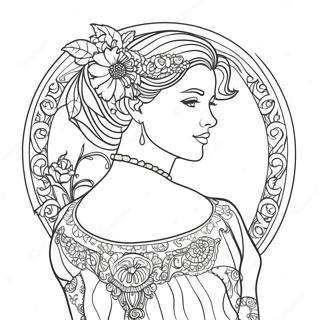 Pagina Para Colorear De Una Elegante Dama Art Nouveau 53939-45004