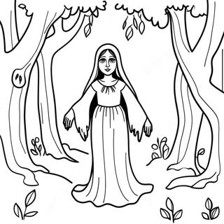 Pagina Para Colorear De La Llorona En Un Bosque Oscuro 54019-45009