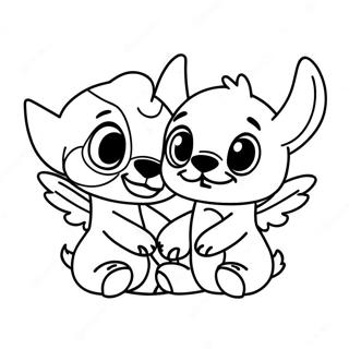 Pagina Para Colorear De Stitch Y Angel 541-431