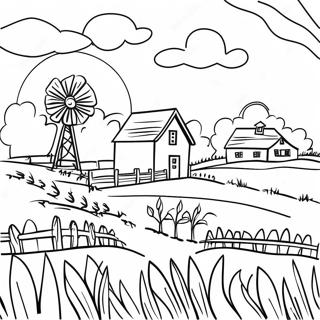 Pagina Para Colorear Del Paisaje Agricola De Iowa 54231-45164