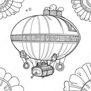 Pagina Para Colorear De Aventura En Dirigible Steampunk 5423-4341