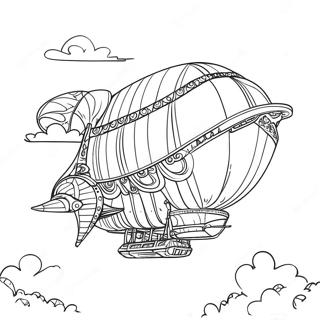 Pagina Para Colorear De Aventura En Dirigible Steampunk 5423-4342