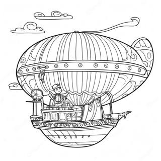 Pagina Para Colorear De Aventura En Dirigible Steampunk 5423-4344