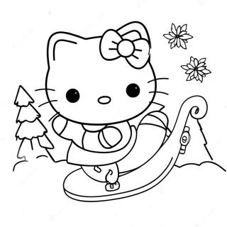 Patinaje Sobre Hielo Hello Kitty Navidad Páginas Para Colorear