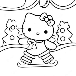 Pagina Para Colorear De Hello Kitty En Patinaje Sobre Hielo Navideno 54290-45206