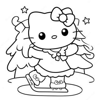 Pagina Para Colorear De Hello Kitty En Patinaje Sobre Hielo Navideno 54290-45207