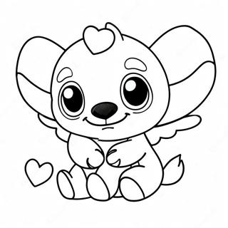 Pagina Para Colorear De Stitch Y Angel Adorables Enamorados 542-434