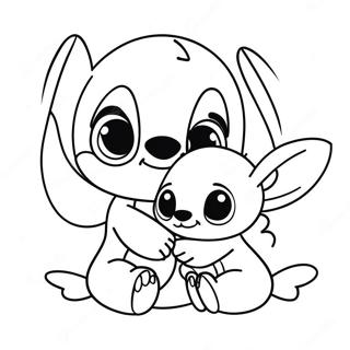 Pagina Para Colorear De Stitch Y Angel Adorables Enamorados 542-436