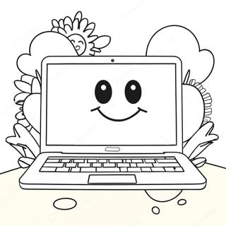 Pagina Para Colorear Laptop Bonita Con Cara Sonriente 54412-45301