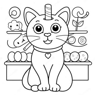 Pagina Para Colorear De Cute Candy Cat En Una Tienda De Dulces 54532-45393