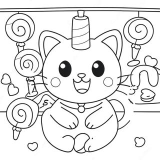 Pagina Para Colorear De Cute Candy Cat En Una Tienda De Dulces 54532-45394