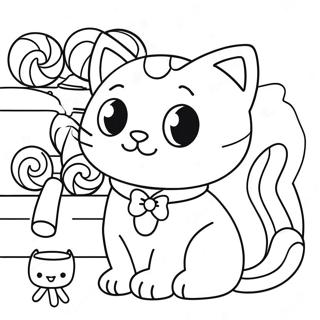 Pagina Para Colorear De Cute Candy Cat En Una Tienda De Dulces 54532-45395