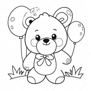 Pagina Para Colorear De Oso Marron Lindo Con Globos 5453-4367