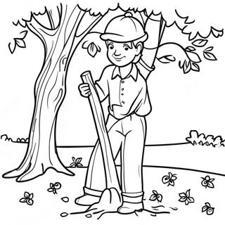 Pagina Para Colorear De Johnny Appleseed Plantando Arboles 54562-45410