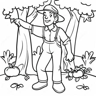 Pagina Para Colorear De Johnny Appleseed Plantando Arboles 54562-45411