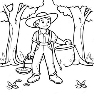 Pagina Para Colorear De Johnny Appleseed Plantando Arboles 54562-45412