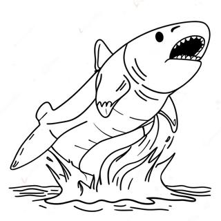 Pagina Para Colorear Epica De Megalodon Saltando 54622-45463