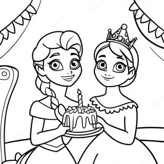 Pagina Para Colorear De La Fiesta De Cumpleanos De Elsa Y Anna 54842-45646