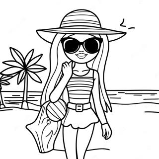 Pagina Para Colorear De Barbie En La Playa Con Gafas De Sol 54912-45694