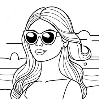 Pagina Para Colorear De Barbie En La Playa Con Gafas De Sol 54912-45695