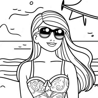 Pagina Para Colorear De Barbie En La Playa Con Gafas De Sol 54912-45696