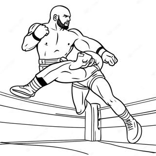 Pagina Para Colorear De Un Luchador De La Wwe Saltando Sobre Un Oponente 5503-4407