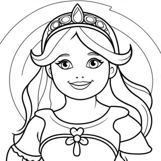 Pagina Para Colorear De Una Princesa Magica En Un Arcoiris Colorido 55162-45890