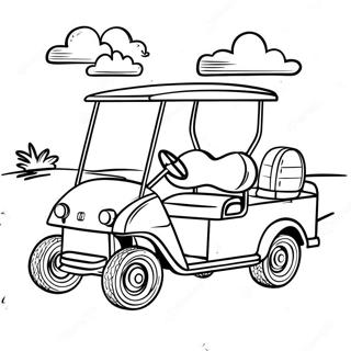 Pagina Para Colorear De Carrito De Golf Vintage Conduciendo En El Campo 55272-45985