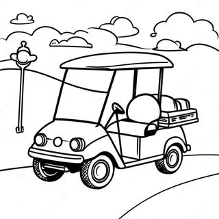 Pagina Para Colorear De Carrito De Golf Vintage Conduciendo En El Campo 55272-45988