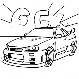 Pagina Para Colorear De La Accion De Carrera Del Nissan Skyline Gtr R34 55502-46171