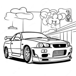 Pagina Para Colorear De La Accion De Carrera Del Nissan Skyline Gtr R34 55502-46172