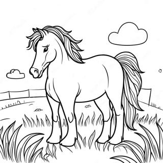 Pagina Para Colorear De Caballo De Tiro Majestuoso En Un Campo 55762-46373