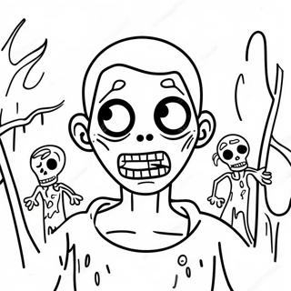 Pagina Para Colorear De Escena De Zombie Espeluznante 55772-46381