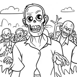 Pagina Para Colorear De Escena De Zombie Espeluznante 55772-46382