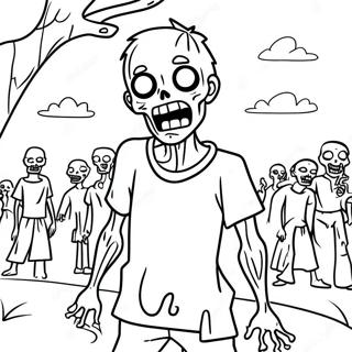 Pagina Para Colorear De Escena De Zombie Espeluznante 55772-46384