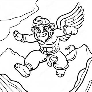 Pagina Para Colorear De Hanuman Volando Con Una Montana 56012-46581