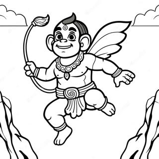 Pagina Para Colorear De Hanuman Volando Con Una Montana 56012-46582