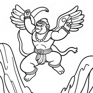 Pagina Para Colorear De Hanuman Volando Con Una Montana 56012-46584