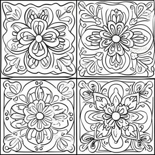 Pagina Para Colorear De Patron De Azulejos Talavera Coloridos 56022-46579