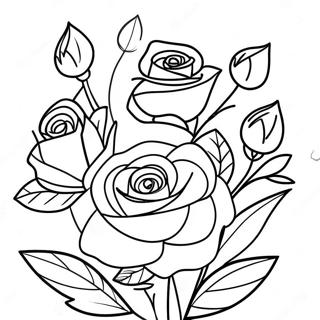 Pagina Para Colorear De Un Elegante Ramo De Rosas 56042-46605