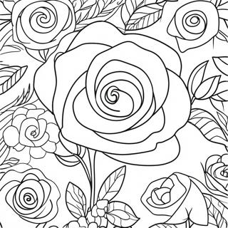 Pagina Para Colorear De Un Elegante Ramo De Rosas 56042-46606