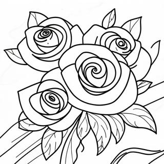 Pagina Para Colorear De Un Elegante Ramo De Rosas 56042-46607