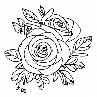 Pagina Para Colorear De Un Elegante Ramo De Rosas 56042-46608