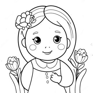 Pagina Para Colorear De Una Linda Isabella Con Flores 56072-46621