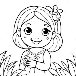 Pagina Para Colorear De Una Linda Isabella Con Flores 56072-46624